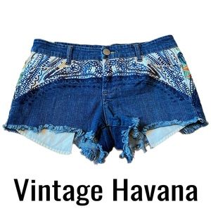 Vintage Havana Blue Denim Embroidered Short Shorts Women’s Size 28
